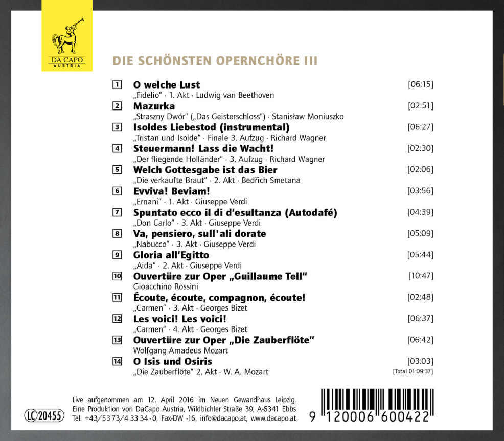 »Die schönsten Opernchöre III« | KENDLINGER (CD)