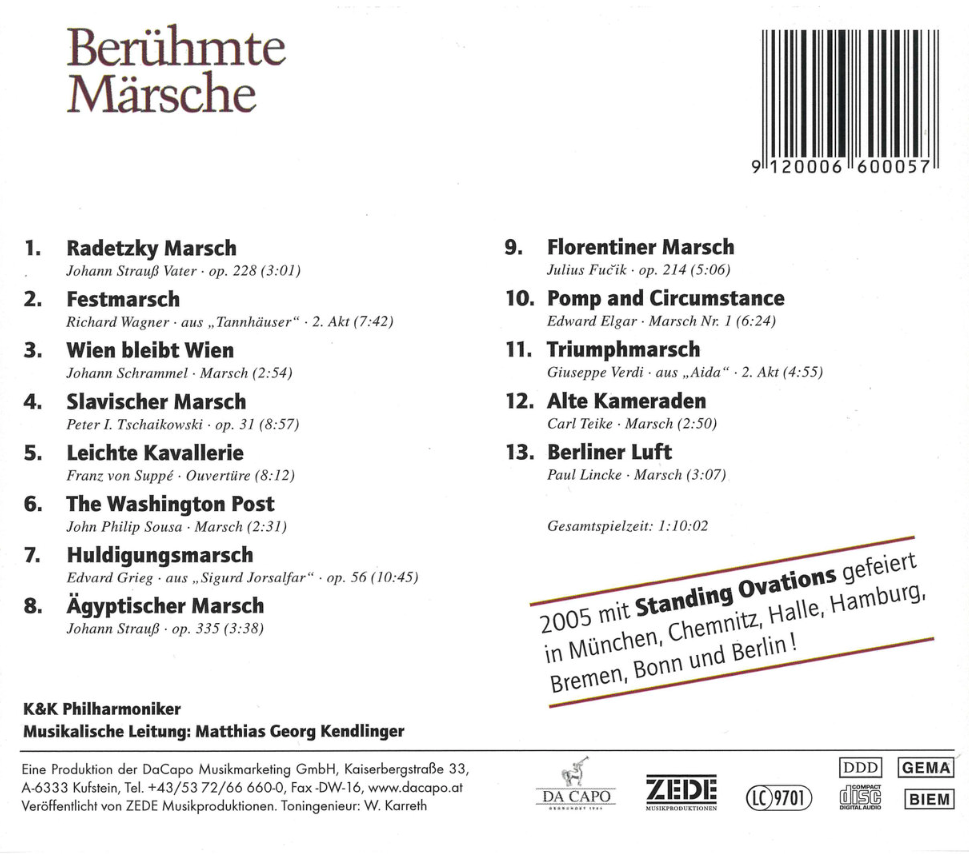 »Berühmte Märsche« | KENDLINGER (CD)