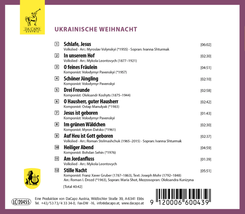 »Ukrainische Weihnacht« | UKRAINIAN NATIONAL CHOIR | VASYL YATSYNIAK (CD)