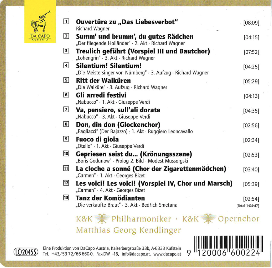 »Die schönsten Opernchöre II« | KENDLINGER (CD)